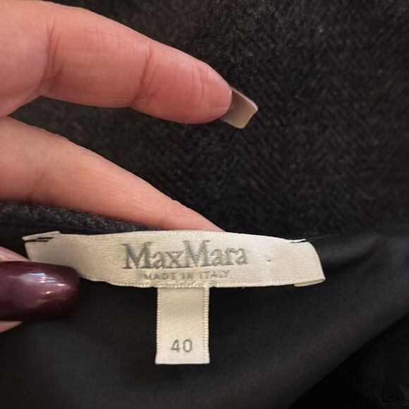 Max Mara 100% wool gray ruffle dress, S - Picture 9 of 11